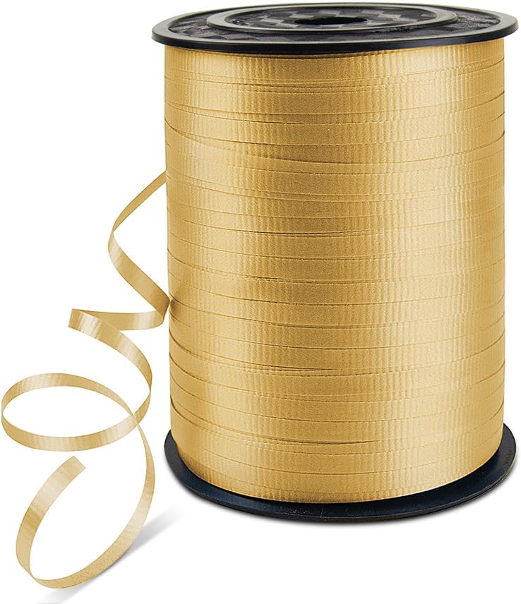 HimBen 500 Yards Curling Ribbon for Gift Wrapping, 3/16" Balloon String for Christmas Valentine Birthday Wedding Party Festival Decoration, Crafts, Flower Bouquet(Crimped Gold) - Image 1